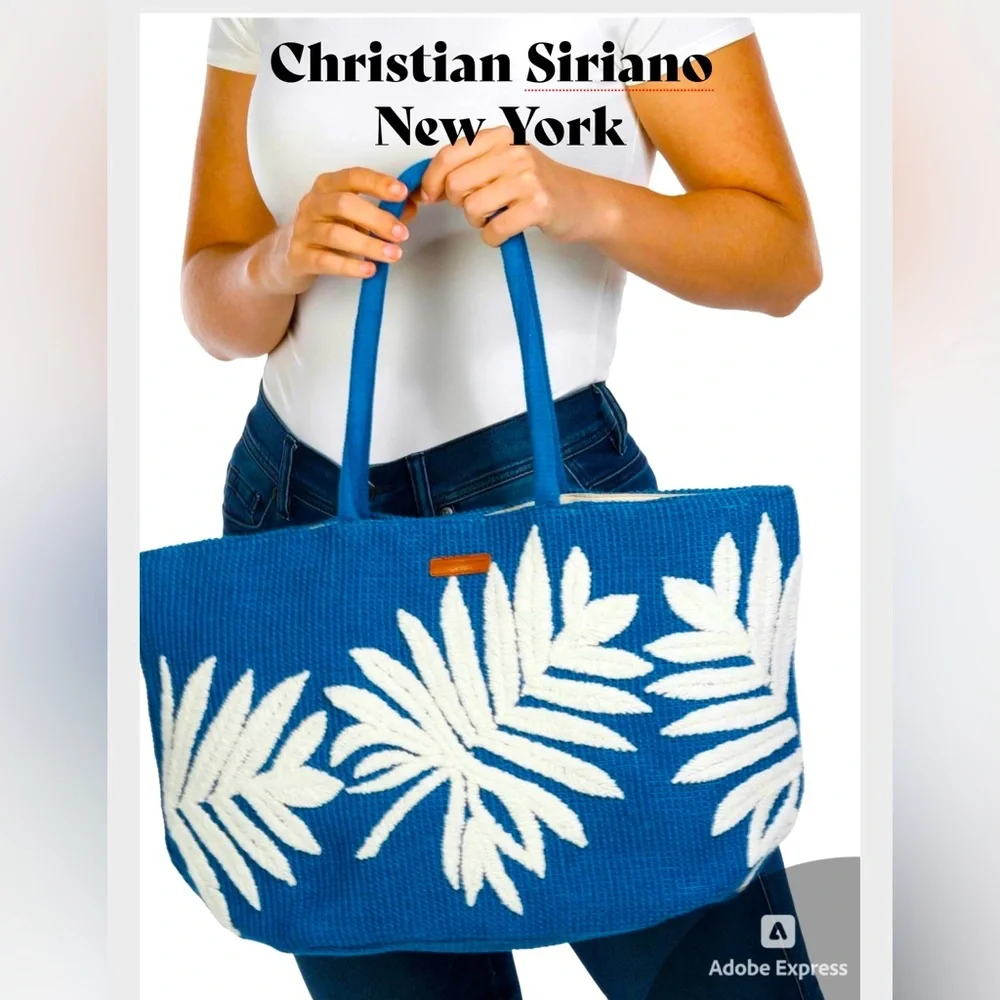☀️☀️Christian Siriano‎ Blue and White Tropical Tote-NWT☀️☀️